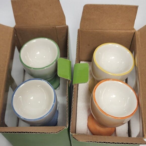 Set of 4 - Harry and David Ceramic Egg Cup/ Candle Holder 3" - Picture 6 of 7